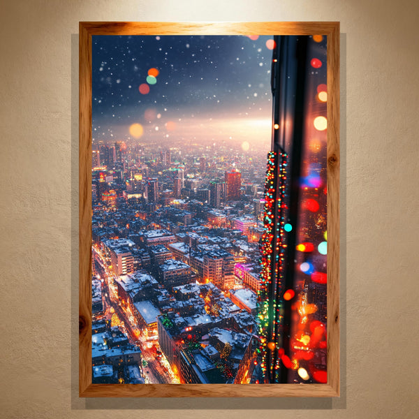 City of Snowlights Paint by Numbers | Christmas City Skyline | Urban Winter Night Scene | PaintEasy