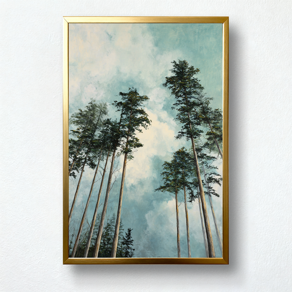 Skyward Pines Paint by Numbers | Tall Cedar Forest & Tranquil Sky Landscape | PaintEasy