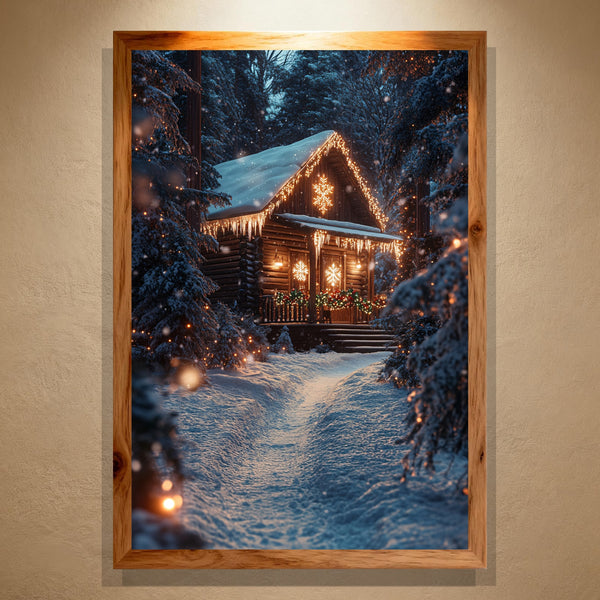 Cabin of Stars Paint by Numbers | Cozy Winter Cabin Scene | Snowy Forest Wall Art | PaintEasy