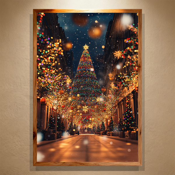 Starlight Avenue Paint by Numbers | Grand Christmas Tree City Lights Scene | PaintEasy