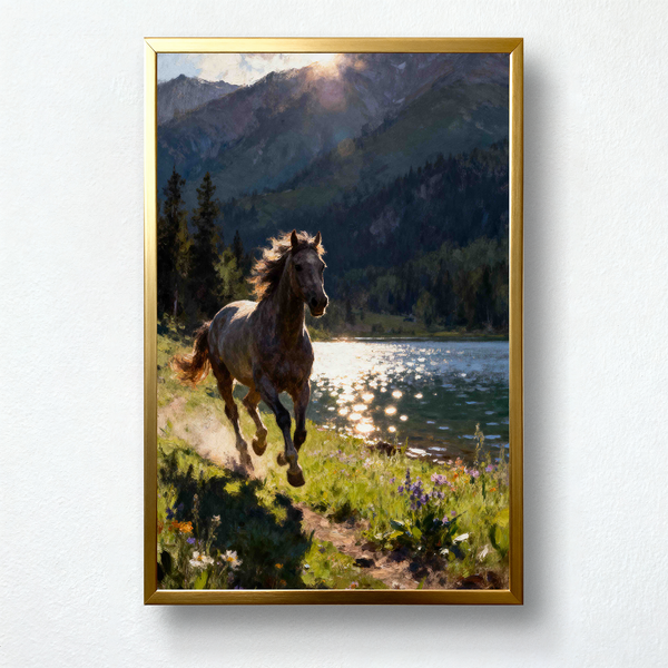 Solar Run Paint by Numbers | Wild Horse Running by Mountain Lake | PaintEasy