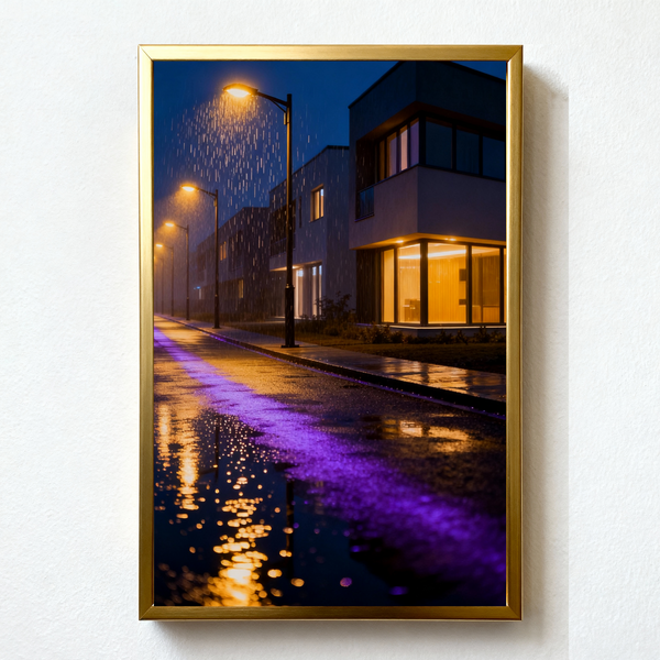 Rainlight Street Paint by Numbers | Night Rain & Warm Light Reflection Scene