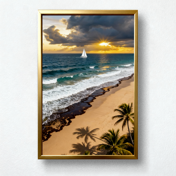 Sunset Voyage Paint by Numbers | Tropical Sailboat & Golden Horizon Scene