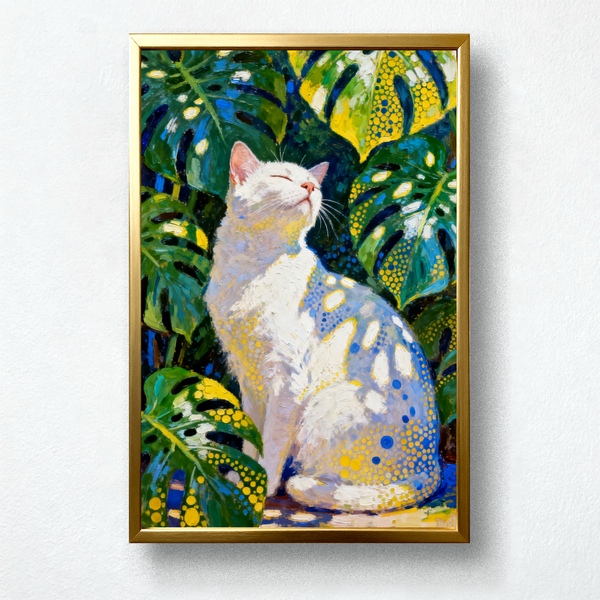 Paint by Numbers: Colorful Cat Among Tropical Plants