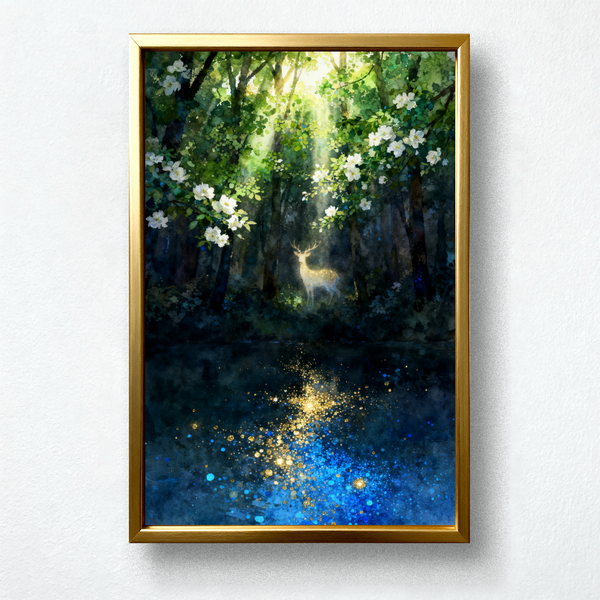 Paint by Numbers：Enchanted Deer by the Glowing Stream