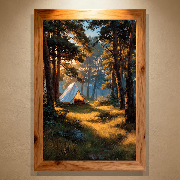 Morning Camp Paint by Numbers – Forest Sunrise Tent Landscape | PaintEasy
