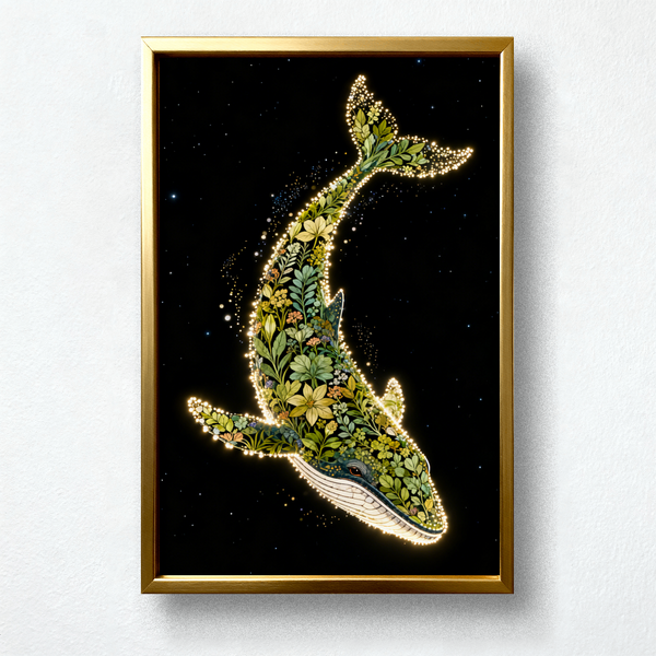 Paint by Numbers: Floral Whale in Starry Night