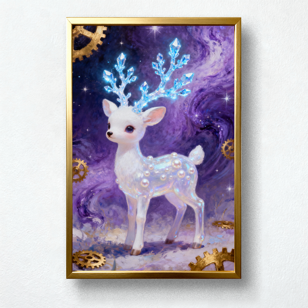 Paint by Numbers: Crystal-horned Deer in Steampunk Starry Sky