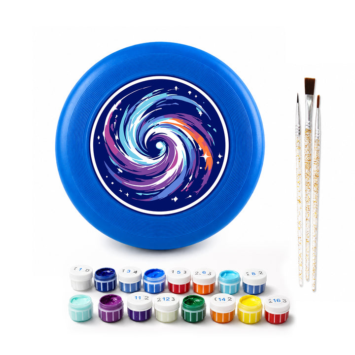 Swirling Galaxy Frisbee Kit - paint by numbers frisbee kit with acrylic paints and brushes