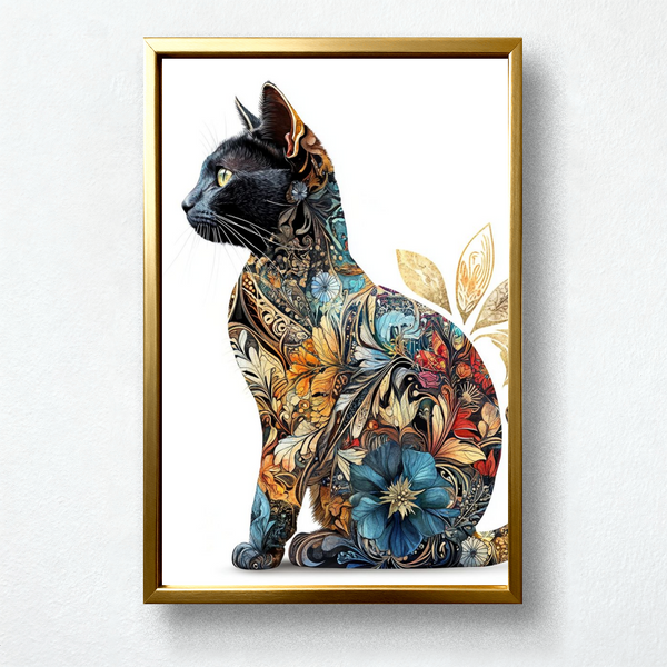 Floral Cat Paint by Numbers – Japanese Style Art Kit