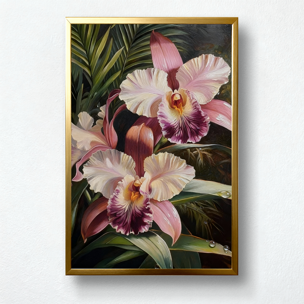Orchid Reverie Paint by Numbers | Elegant Pink Cattleya Orchid Botanical Wall Art