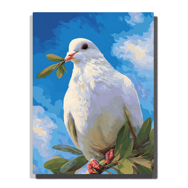 Peace Dove with Olive Branch – Bright Sky Hope & Gentle Faith Symbol Paint by Numbers Kit | PaintEasy