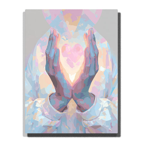 Praying Hands Holding Heart of Light