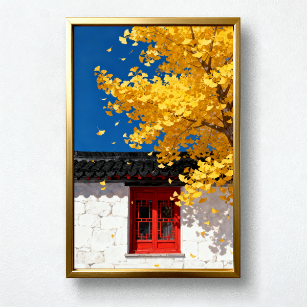 Paint by Numbers：Ginkgo Whispers by the Ancient Window