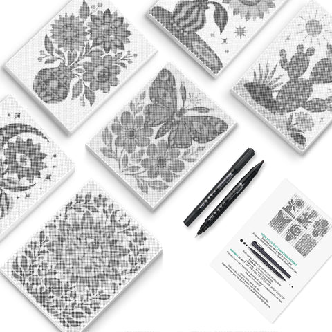Hummingbird Garden Dot Painting Mini Set - PaintEasy dot painting mini set, hummingbirds, butterflies, cactus blooms, moonflowers and big garden blooms, cover