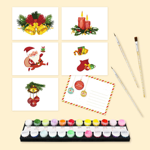 Paint by Numbers：Christmas postcard Set（5 in）