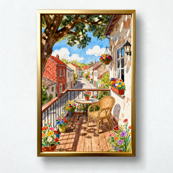 Paint by Numbers: Balcony Blooms in a Quaint Town
