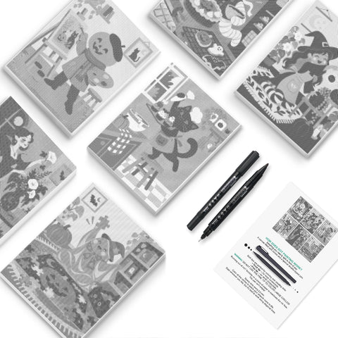 Little Artists Studio Dot Painting Mini Set - PaintEasy dot painting mini set, snowman painter in a beret, artist cats and dogs at easels in a cozy studio, cover