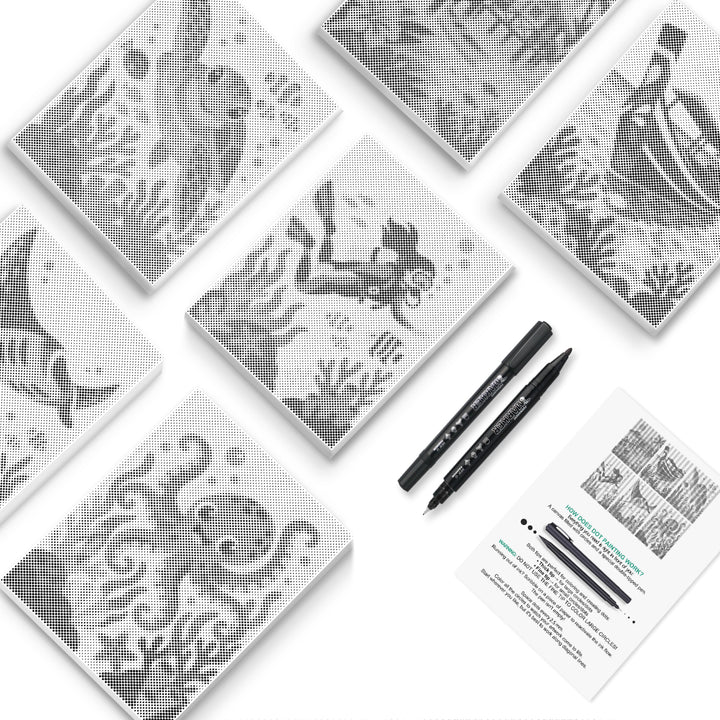 Ocean Giants Dot Painting Mini Set - PaintEasy dot painting mini set, shark, octopus, whale tail and deep-sea creatures in motion, cover