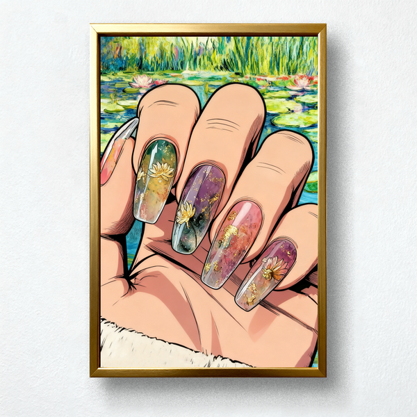 Paint by Numbers：Artistic Nail Design with Water Lily Theme