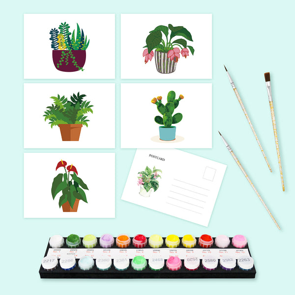 Paint by Numbers：Plants postcard Set（5 in）