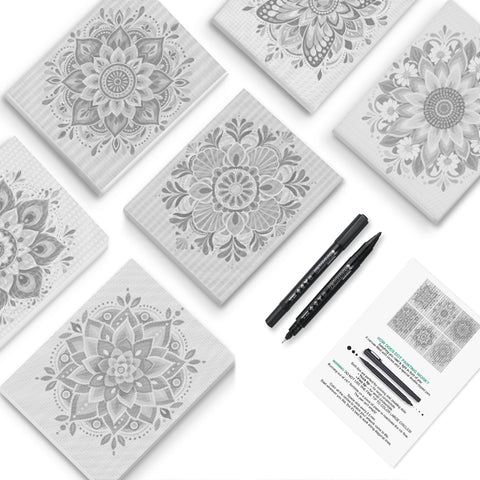 Round Mandala Medallions Dot Painting Mini Set - PaintEasy dot painting mini set, circular mandalas built from layered petals and lace rings, cover