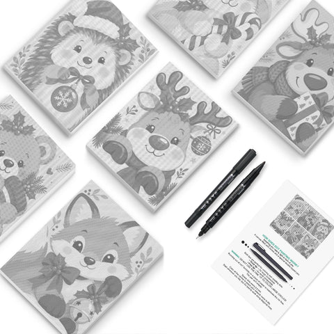 Jingle Forest Friends Dot Painting Mini Set - PaintEasy dot painting mini set, hedgehog in santa hat, reindeer with bells and berry fox, cover