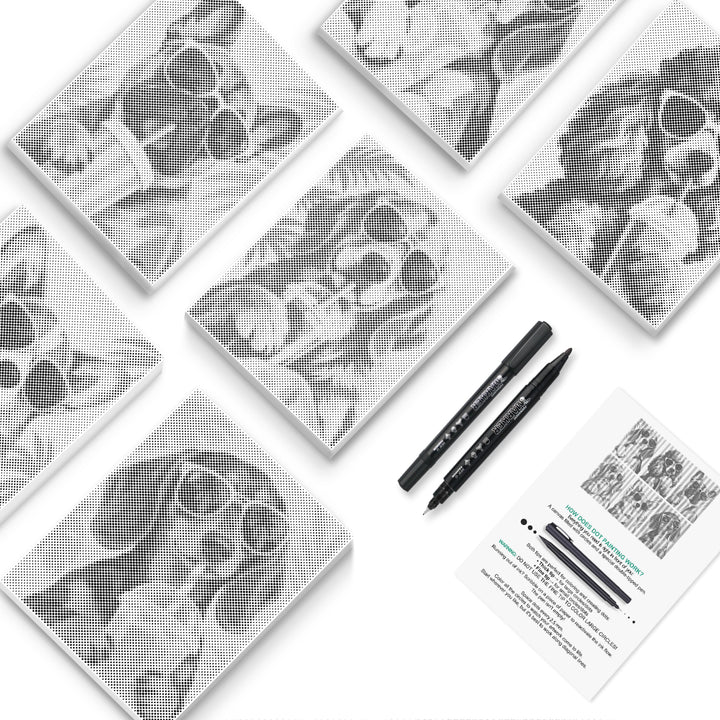 Cool Dogs in Shades Dot Painting Mini Set - PaintEasy dot painting mini set, french bulldog, poodle, beagle and dachshund wearing sunglasses, cover
