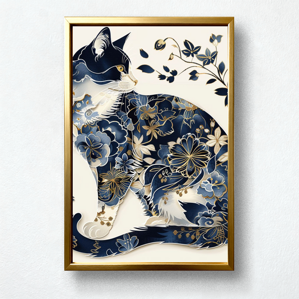 Oriental Cat Paint by Numbers – Boho Floral Aesthetic Canvas