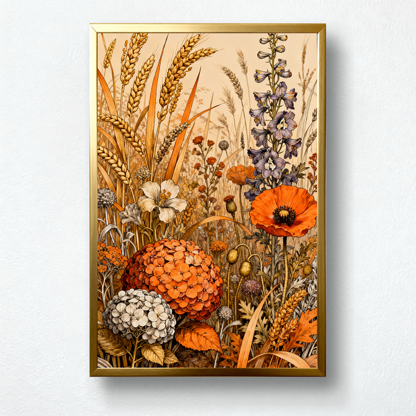 Paint by Numbers: Autumn Field with Wheat and Flowers