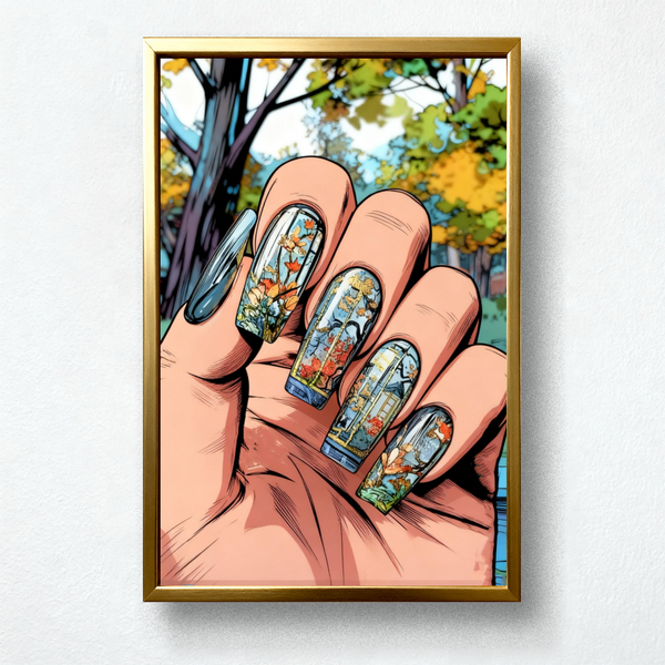 Paint by Numbers：Autumn Scene-themed Nail Art Creation