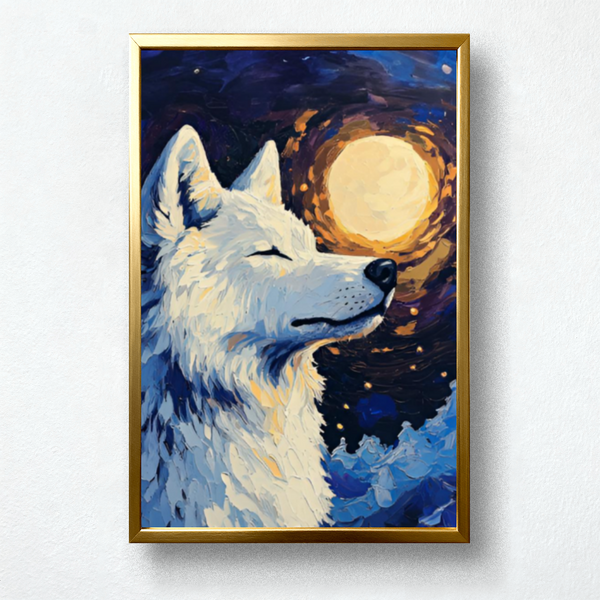 Paint by Numbers：White Wolf Under the Full Moon