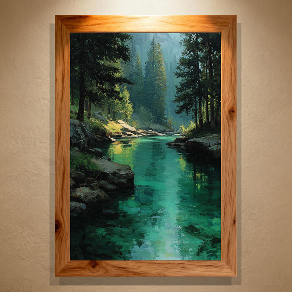 Emerald Creek Paint by Numbers – Forest River & Sunlit Water Landscape | PaintEasy