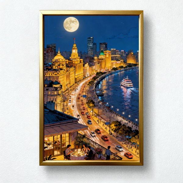 Paint by Numbers: Prosperous Bund Under the Bright Moon