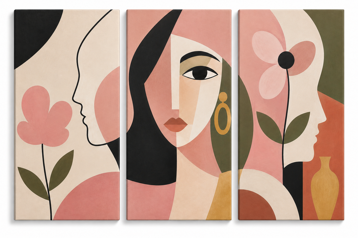 Matisse Face and Leaves Triptych - artwork preview
