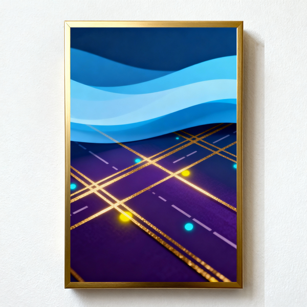 Luminous Grid Paint by Numbers | Abstract City Network & Flowing Light Design