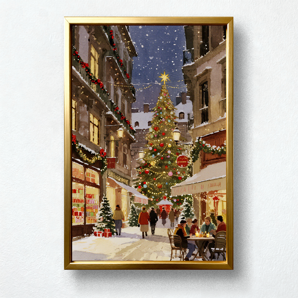 Paint by Numbers: Warm Christmas Market in Snowy Night