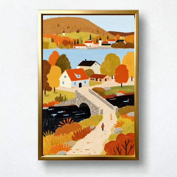 Paint by Numbers：Autumn Walk in the Riverside Town