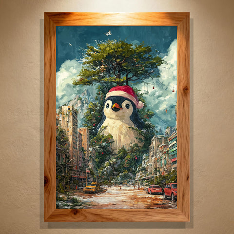 Rebirth Christmas Paint by Numbers | Surreal Penguin Guardian in Urban Forest