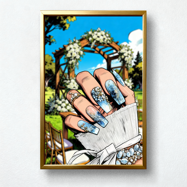 Paint by Numbers：Elegant Poem of Ice Blue Floral Nail Art