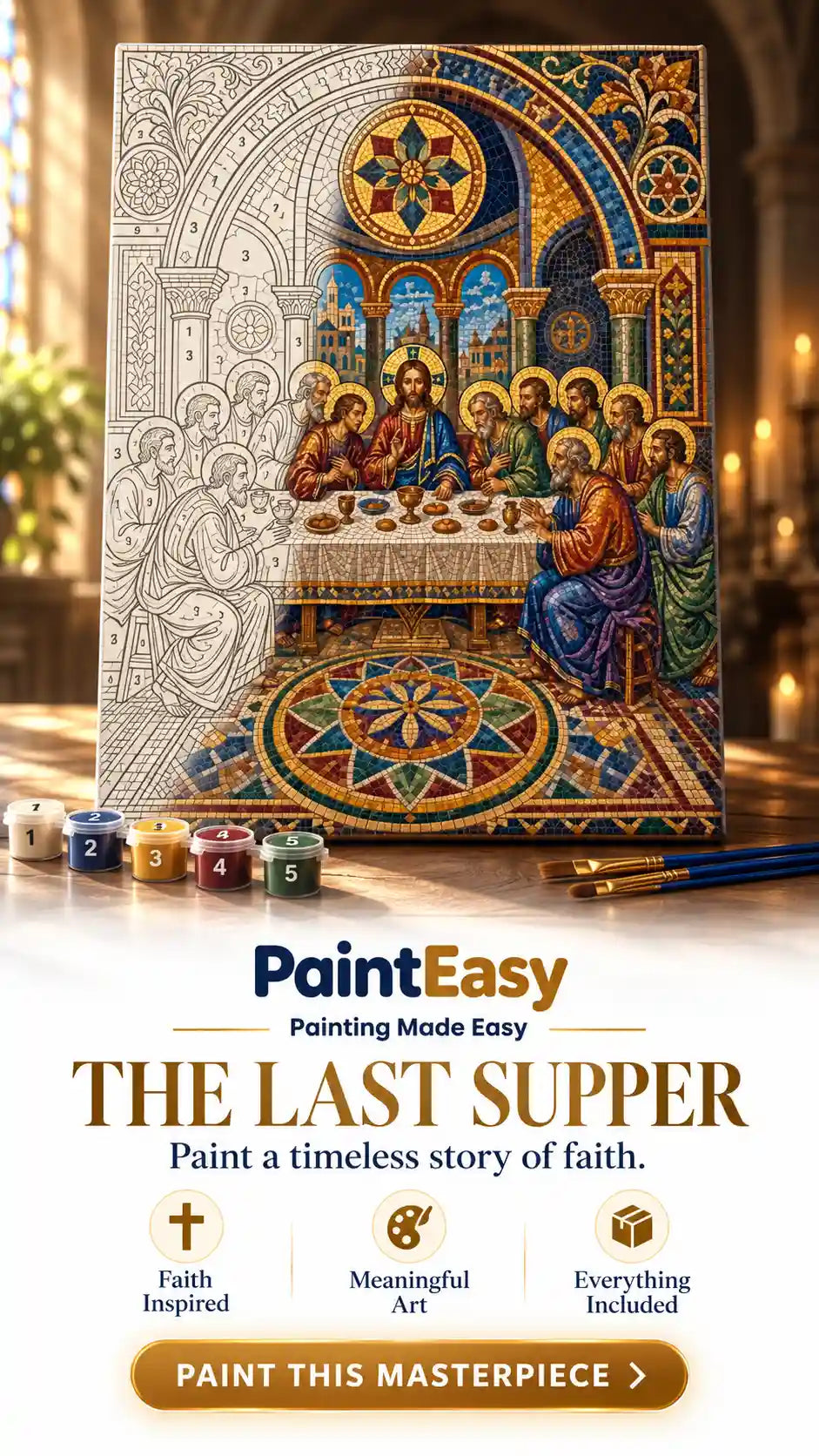 Stained-glass Last Supper paint-by-numbers kit
