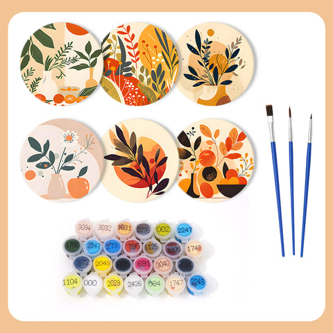 Paint by Numbers - Illustrated Leaf Coasters