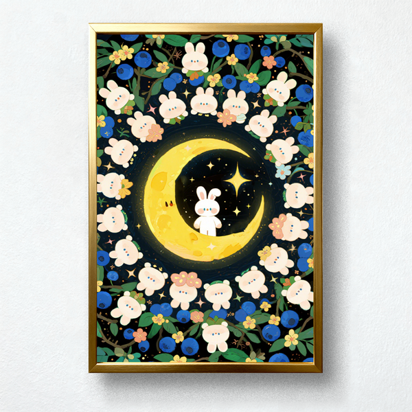 Paint by Numbers: Bunny’s Moonlit Blueberry Garden