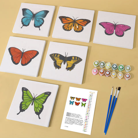Colorful Butterfly Silhouette Mini Set (6 in) Paint by Numbers Kit For Beginners
