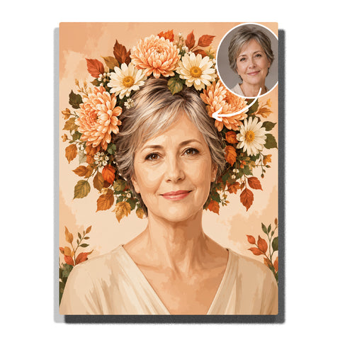 Transform your favorite photo into a warm autumn chrysanthemum portrait with PaintEasy's custom paint by number kit. Enjoy relaxing DIY painting with our default 24-color palette!