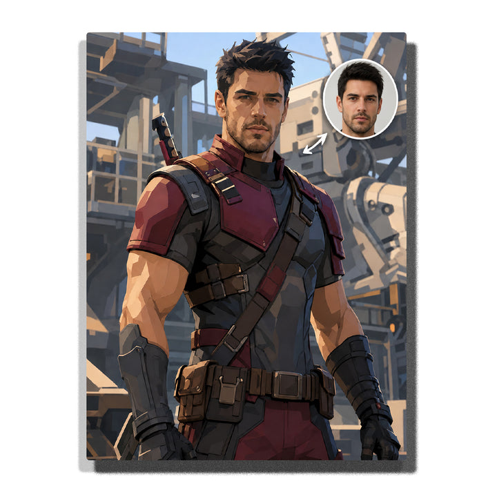 Custom Mercenary Hero Portrait - example theme, personalized from your photo