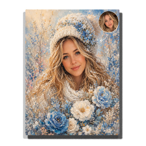 Custom Winter Bloom Portrait - example theme, personalized from your photo