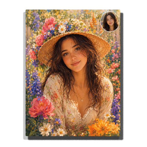 Custom Cottage Garden Portrait - example theme, personalized from your photo