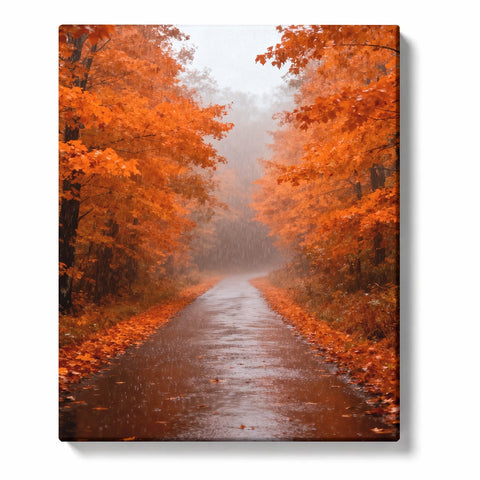 Rainy Autumn Forest Road Paint by Numbers Kit For Adults