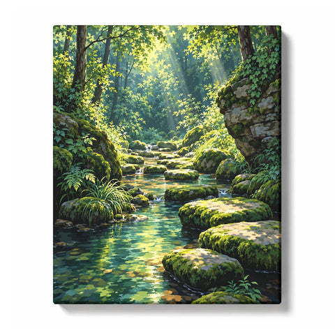 Mossy Steps beside a Hidden Forest Pool